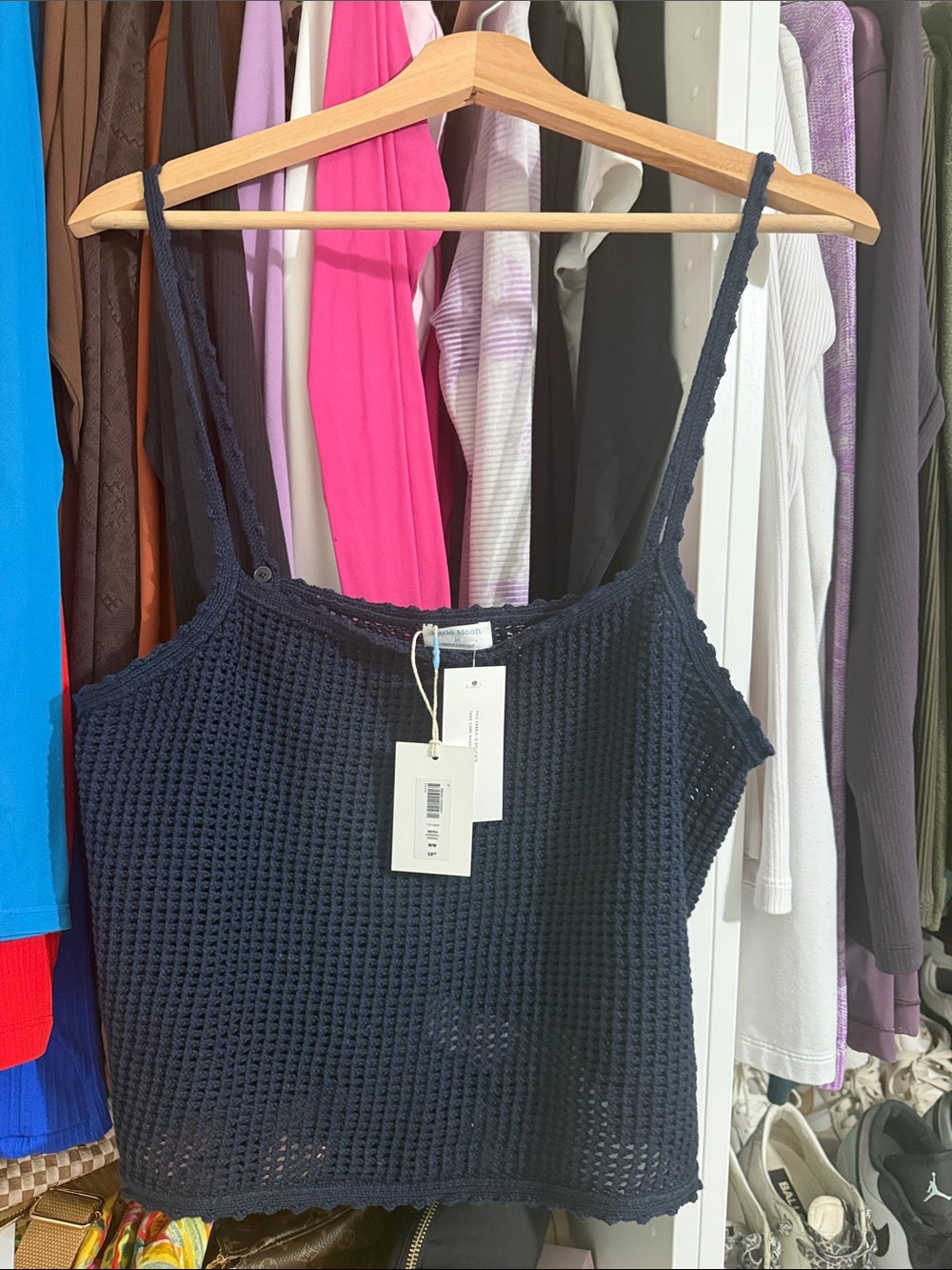 Aritzia Women's Navy Crochet Tank Top - little moon